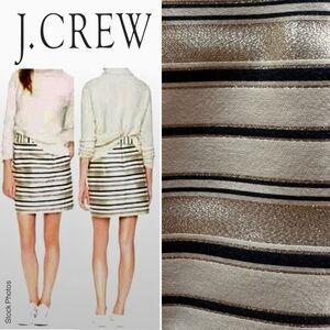 J. Crew Silk Blend Metallic Gold & Cream Striped Mini Skirt (8)